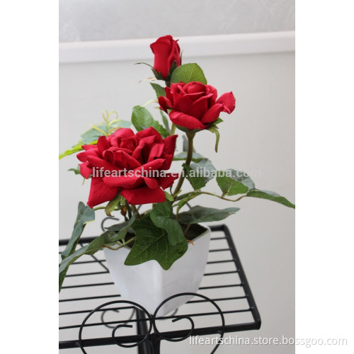 flower plant, 32cm artificial rose, flower bonsai, red flower